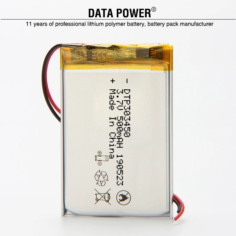 Ultra Thin Dtp 353450 3.7V 500mAh Recharge Lithium Poylmer Battery