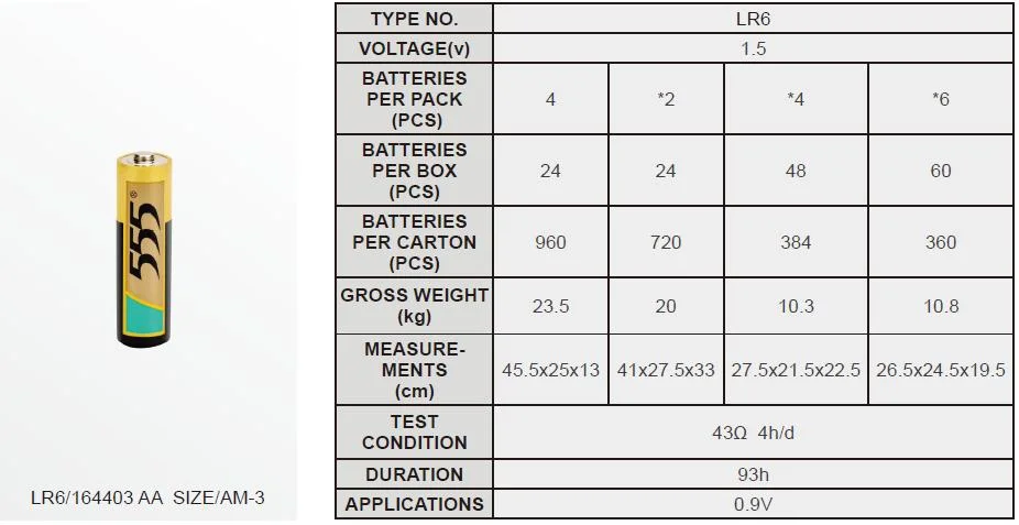 Tiger Head China Dry Cell Battery AA Alkaline Battery Lr6 for Camera/Game Controllers