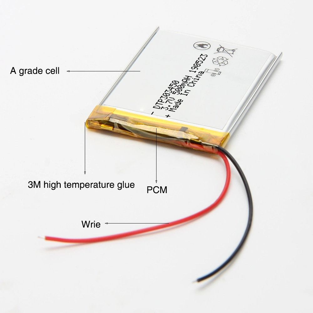 Ultra Thin Dtp 353450 3.7V 500mAh Recharge Lithium Poylmer Battery