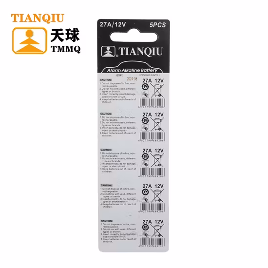 Tianqiu 27A pile bouton alcaline 12V pile sèche carbone zinc prix d'usine